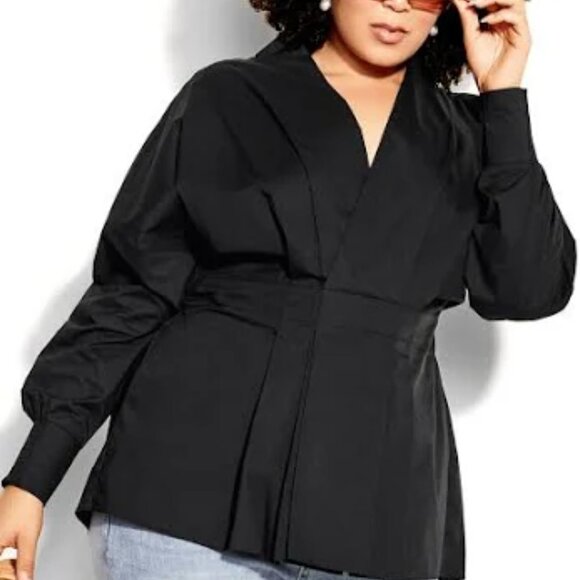 CITY CHIC Sophisticated Shirt with Long Sleeves in Black Size 16W Brand New - Picture 1 of 8
